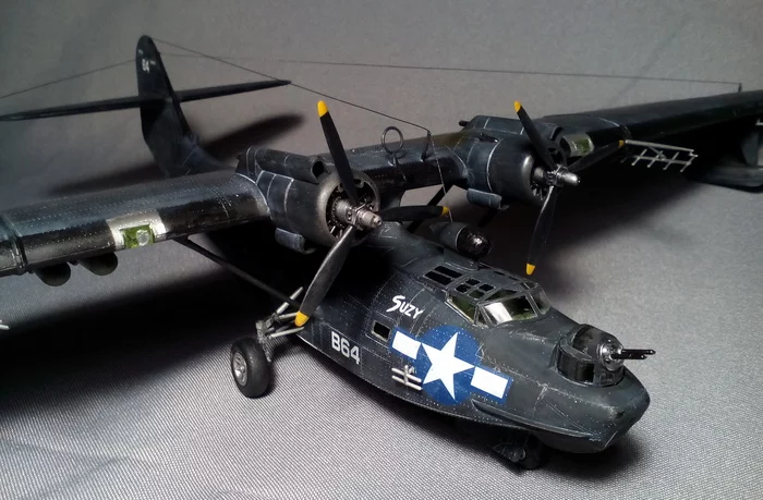 Black cat. Consolidated PBY-5A Catalina - My, Stand modeling, Prefabricated model, Aircraft modeling, The Second World War, Story, Amphibian, Catalina, Longpost