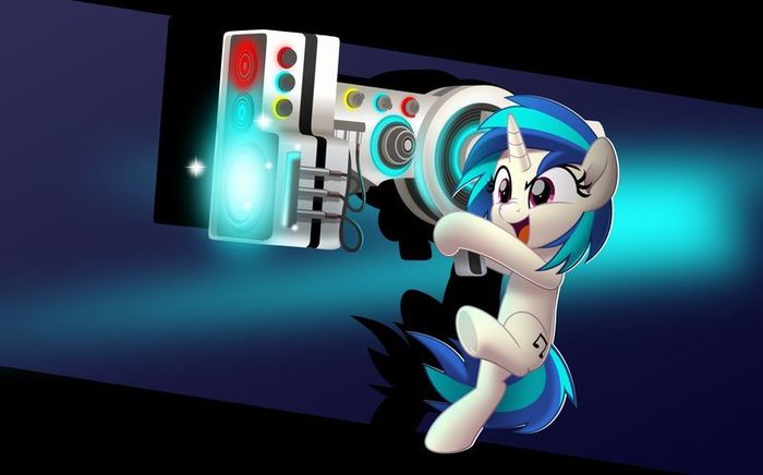 Vinyl and its gun - My little pony, PonyArt, Vinyl scratch, Jhayarr23, Saints row 4, Crossover