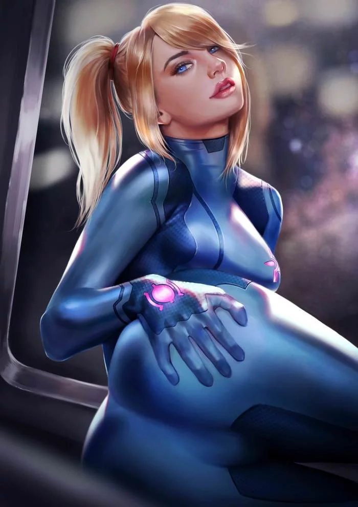 Samus Aran - NSFW, Арт, Рисунок, Metroid, Samus Aran, Эротика, Нижнее белье, Game Art, Firolian, Длиннопост