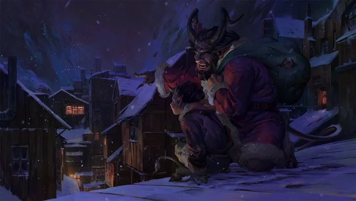 Son of Krampus - Art, Drawing, Krampus, Julia Vasilyeva