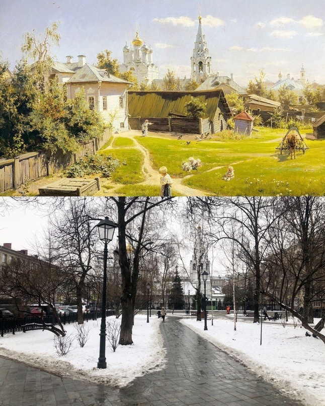 Polenov's Moscow now [There is a poll for bayan] - My, Moscow, Painting, Architecture, The photo, It Was-It Was, Russia