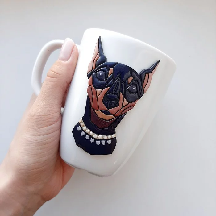 POLYMER CLAY (STYLISH GEOMETRY) - My, Polymer clay, Handmade, Лепка, With your own hands, Miniature pinscher, Dog