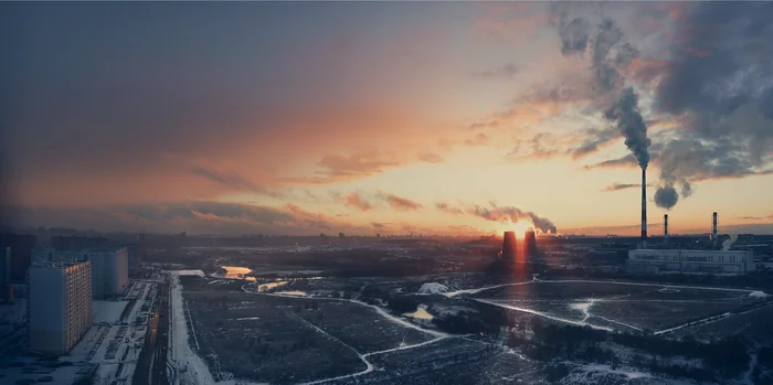 View of Moscow from Mytishchi - My, Mytischi, CHP, Canon, Moscow, Smog, Sunset