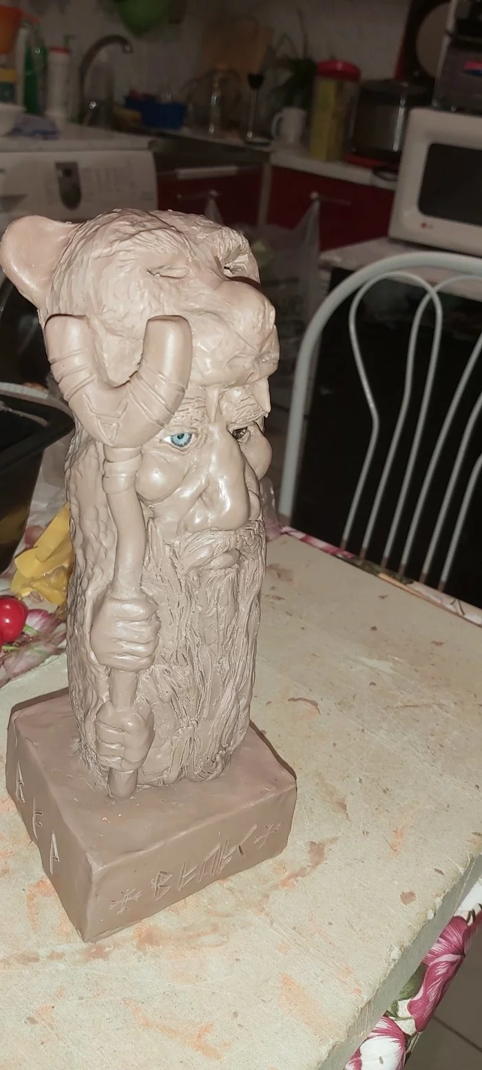 Again it was a couple of hours, now a different style, Veles’s totem) - My, Totem, Polymer clay, Clay, Crafts, Sculpture, With your own hands, Veles, Paganism, Longpost