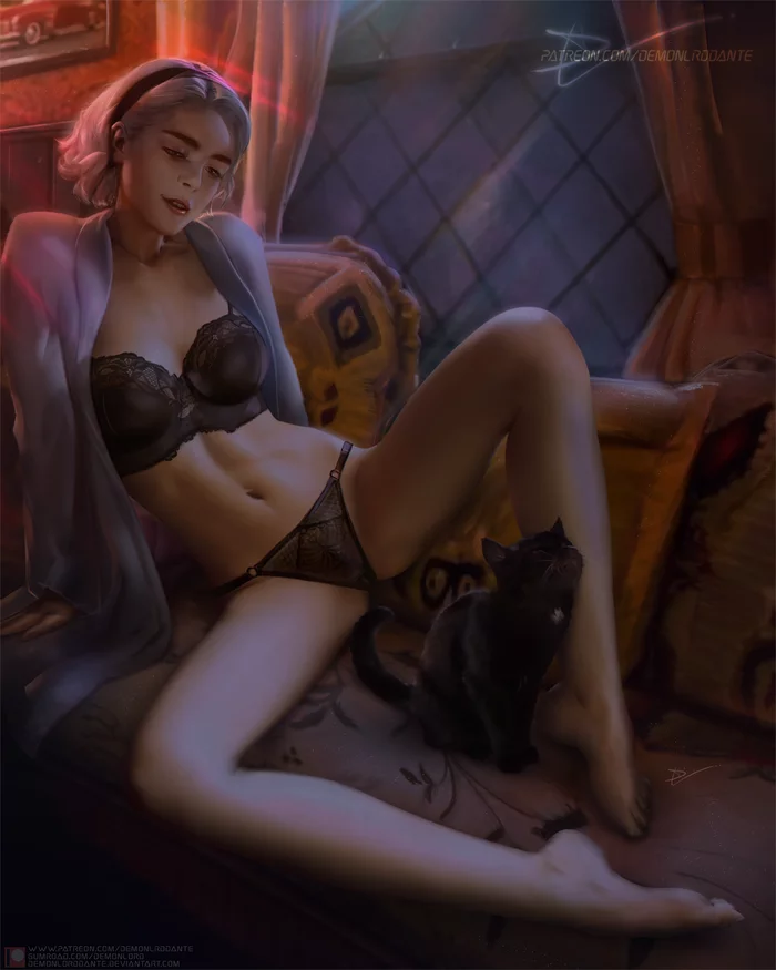 Sabrina Spellman - NSFW, Арт, Рисунок, Леденящие душу приключения Сабрины, Девушки, Эротика, Нижнее белье, Demonlorddante