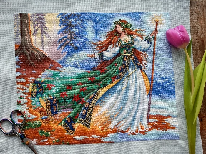 Forest witch\cross stitch - My, Embroidery, Cross-stitch, Dimensions, Longpost, Needlework without process