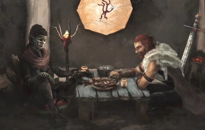 Atmospheric art for Skyrim and TESO from Fykyda - Games, Art, Fan art, Fantasy, The elder scrolls, The Elder Scrolls Online, The Elder Scrolls V: Skyrim, Dunmers, Longpost