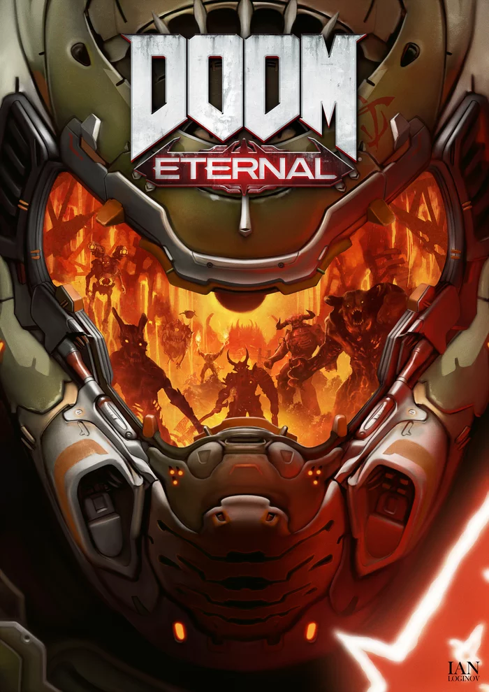 DOOM eternal- Art by Ian Loginov - My, Ian Loginov, Doom, Doom eternal, Art, Drawing, Digital drawing, Longpost