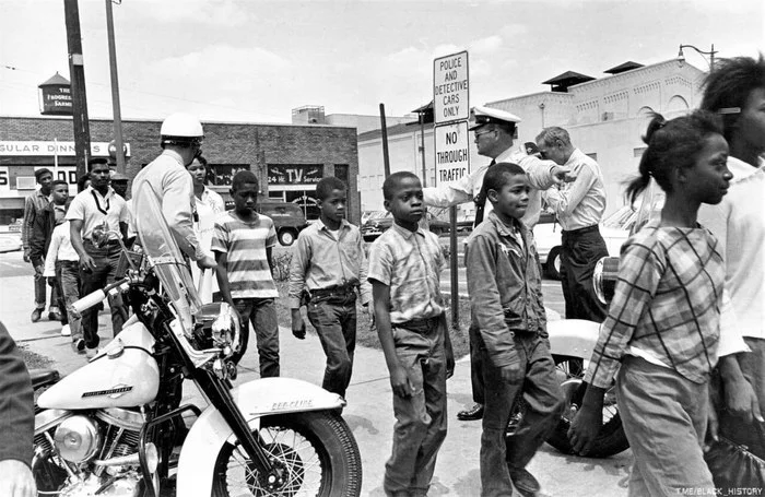 Children arrested for violating racial segregation laws. They played where black children are not allowed to play. USA, Birmingham, Alabama. 1963 - USA, Segregation, Blacks