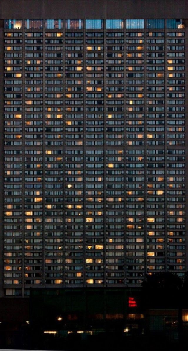 High-rise building - Town, House, Floor, Evening, Masterpiece, Light in the window