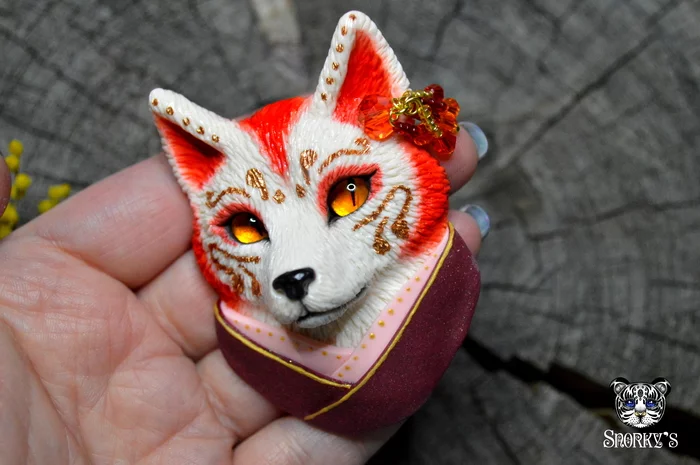 Kitsune made of polymer clay - My, Kitsune, Fox, Polymer clay, Needlework without process