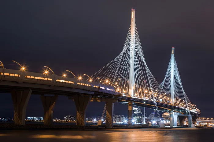 Night modern St. Petersburg - My, Saint Petersburg, Bridge, Night, The photo