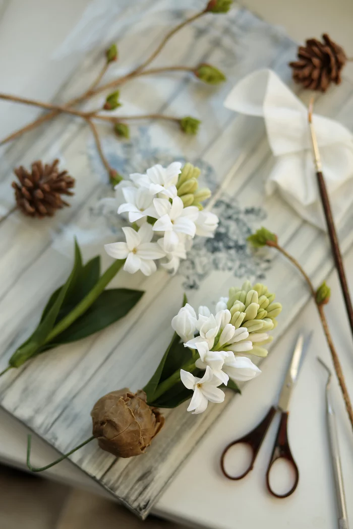 My cold porcelain hyacinths - My, Polymer clay, Polymer floristry, Needlework without process, Cold porcelain, Handmade, Flowers, Video, Longpost