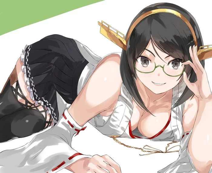 Kirishima - Kantai collection, Anime, Anime art, Kirishima, Glasses, Boobs