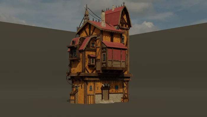 3D model of a house - My, 3D, Blender, Computer graphics, 3D modeling, Longpost