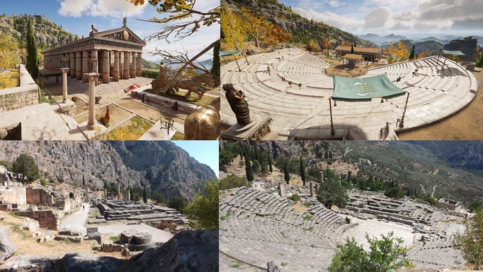 Temple of Apollo in Assassin's Creed Odyssey and in reality. Delight! - Assassins creed, Games, The photo, Ruin, Architecture, Comparison, Temple