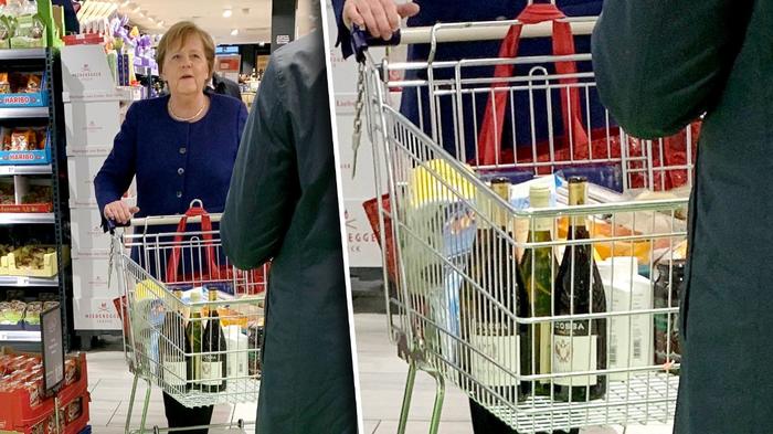 German Chancellor Angela Merkel visited one of the shopping centers. Her basket contains a standard self-isolation kit. - Society, Germany, Angela Merkel, Quarantine, Coronavirus, Pandemic, Bild, Self-isolation, Video