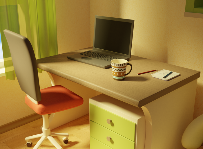 Письменный стол: прогресс 3D комикса