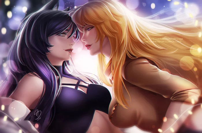 Blake and Yang - Anime, Art, RWBY, Blake belladonna, Not anime, Anime art, Yang xiao long, Animal ears