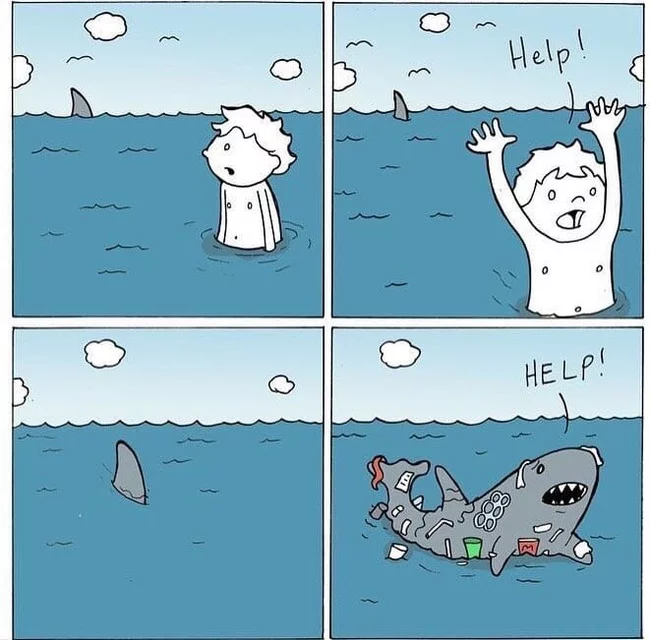 Somehow sad - Comics, Images, Shark, Ecology, Ocean pollution, Lunarbaboon