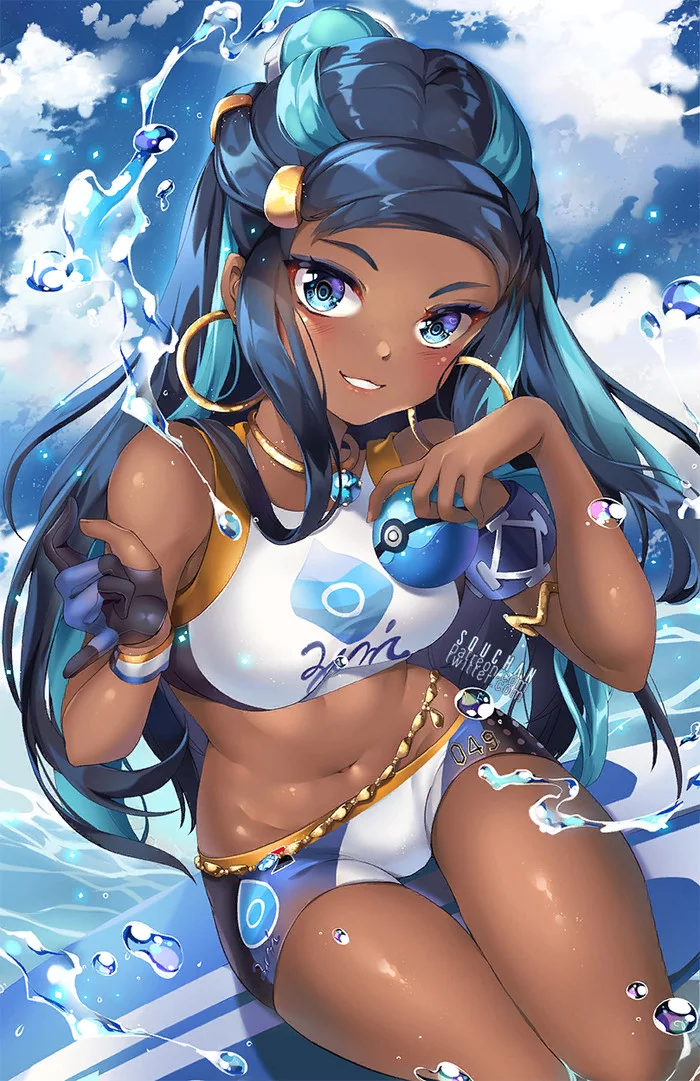 Nessa - Pokemon Sword and Shield, Nessa, Покемоны, Аниме, Anime Art, Купальник, Squchan