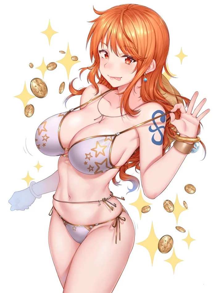 Anime Art - NSFW, Anime, Anime art, One piece, Nami, Swimsuit, Breast