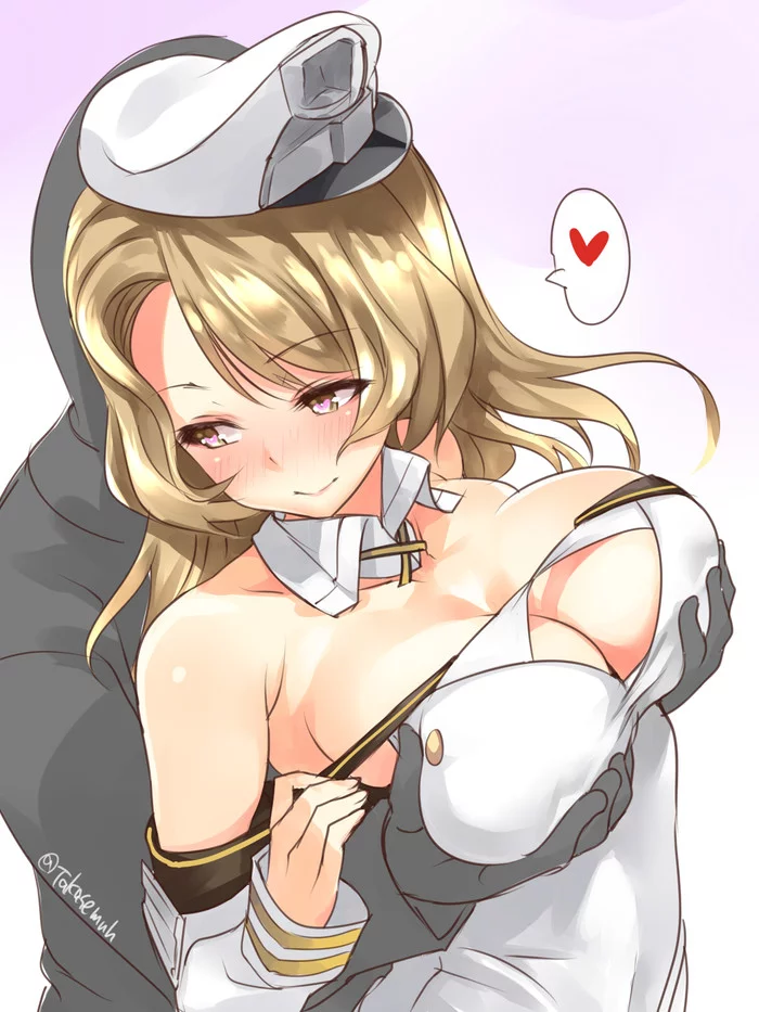 I also want to support Houston - NSFW, Kantai collection, Uss Houston, Anime, Anime art, Boobs, Breast grab