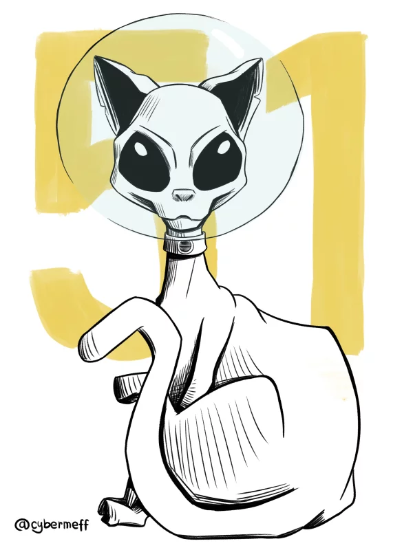 All cats are Martian spies - My, cat, Aliens, Zone 51, Aliens, Illustrations, Drawing