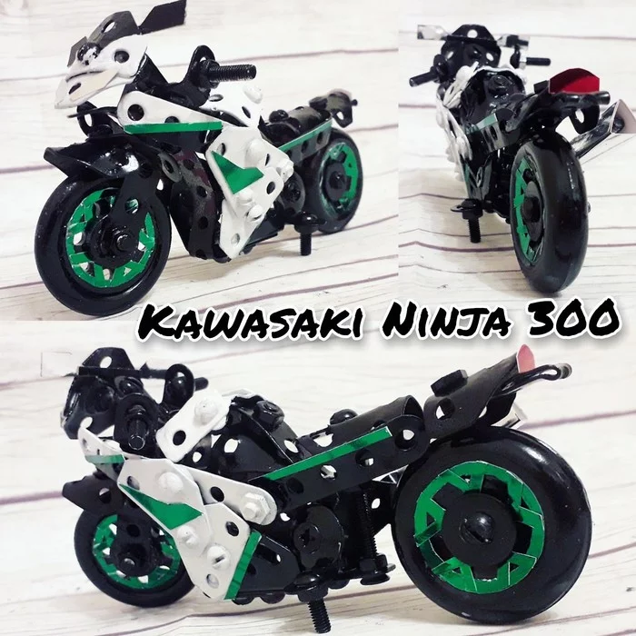 Kawasaki ninja from a metal construction set - My, Kawasaki, Moto, Motorcycles, Motorcyclists, Moped, Homemade, Modeling