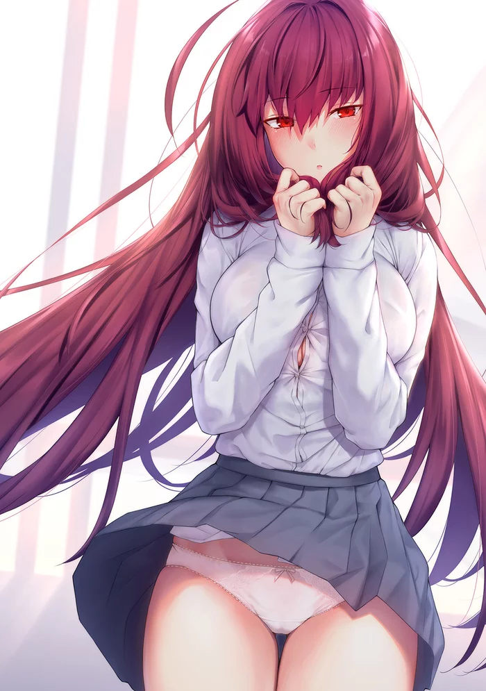 Scthach - NSFW, Scathach, Панцу, Blush, Fate, Fate Grand Order, Anime Art, Аниме