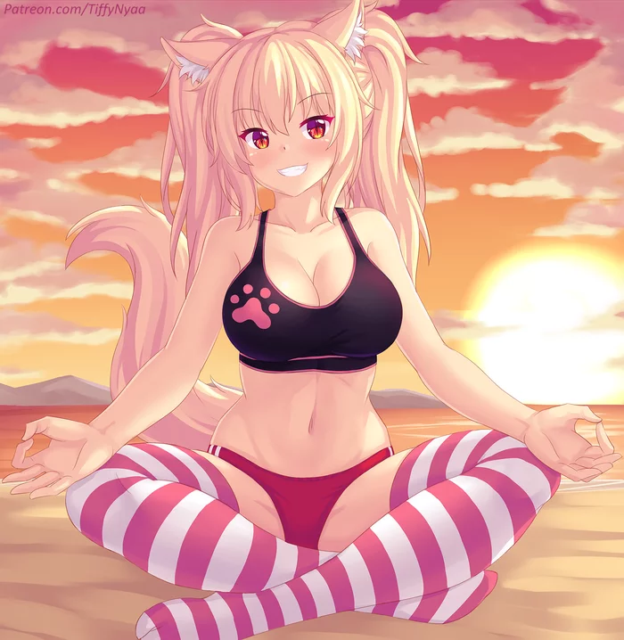 Zen Relaxation Tiffy - NSFW, Anime, Neko, Art, Anime art, Original character, Animal ears, Tiffy