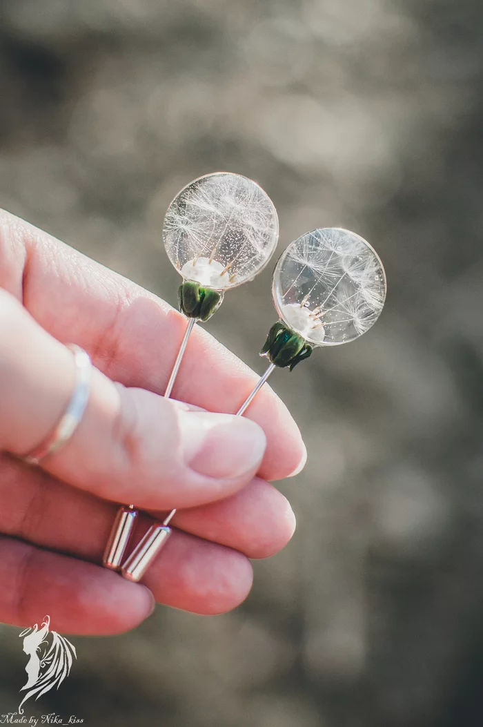 Dandelion needle brooch - My, Handmade, Epoxy resin, Polymer clay, Dandelion, Brooch, Longpost, Nika_kiss, Needlework without process