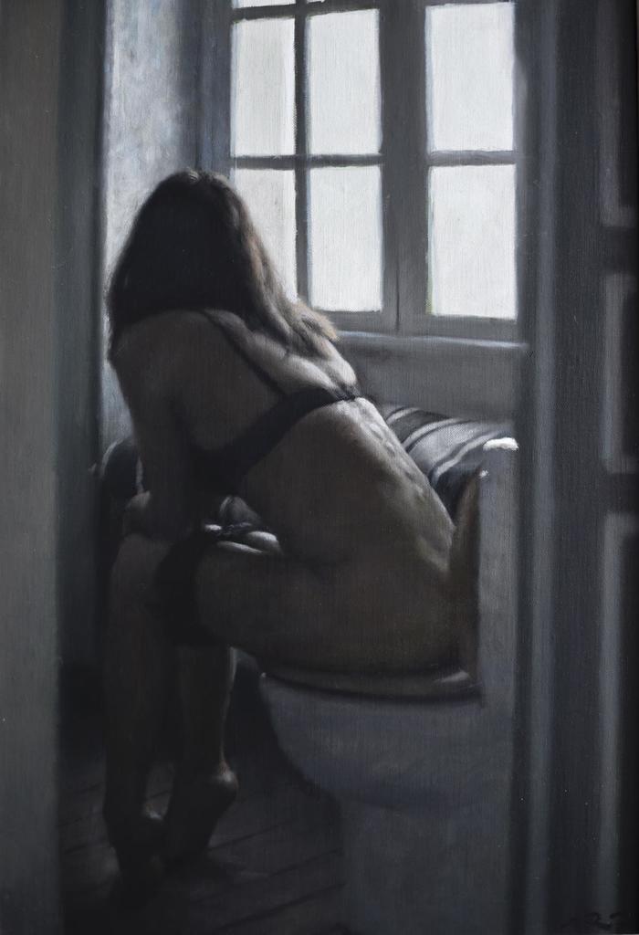 In the morning - NSFW, Women, Bathroom, Painting