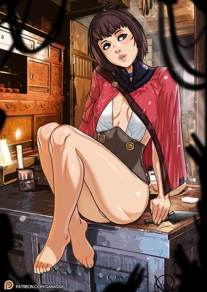 Mumei - NSFW, Art, Girls, Erotic, Anime, Koutetsujou no kabaneri, Anime art, Mumei, Ganassa