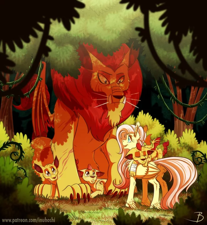 Caring for nature - My little pony, Fluttershy, Manticore, Inuhoshi-To-Darkpen, Manny Roar