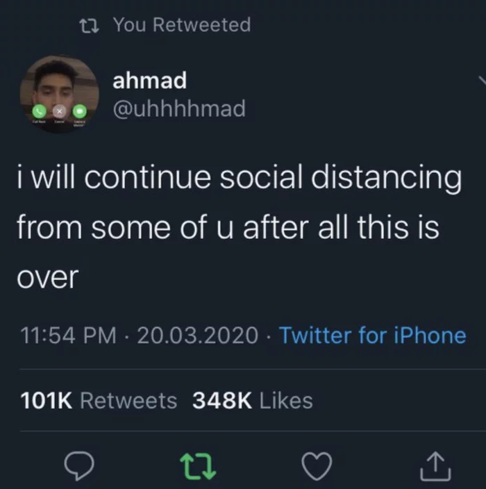 Social Distancing - Quarantine, Twitter, Pandemic, Coronavirus, Humor, Picture with text, Social distance