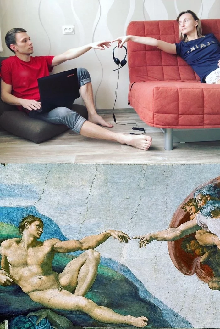 A little remote renaissance - My, Revival, Art, Michelangelo, Painting, Creation of Adam, Insulation, Challenge