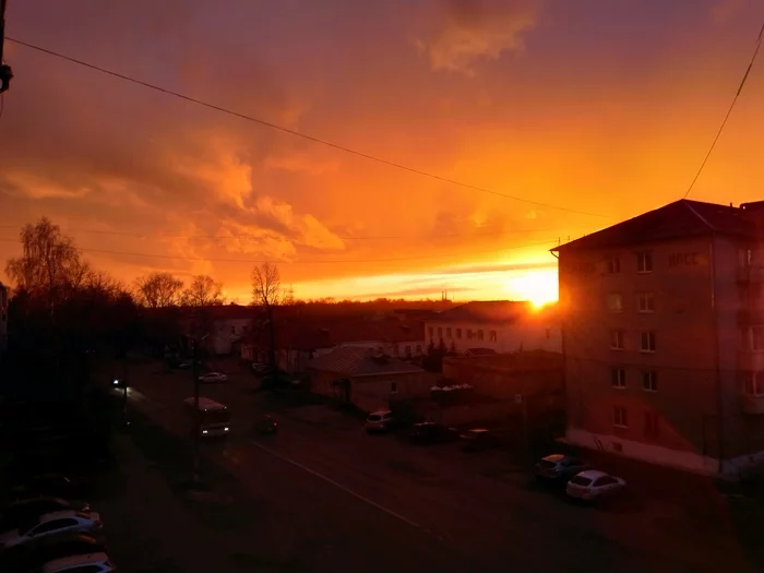 Sunset - My, Sunset, The photo, Nature, Beautiful view, View from the balcony, The sun