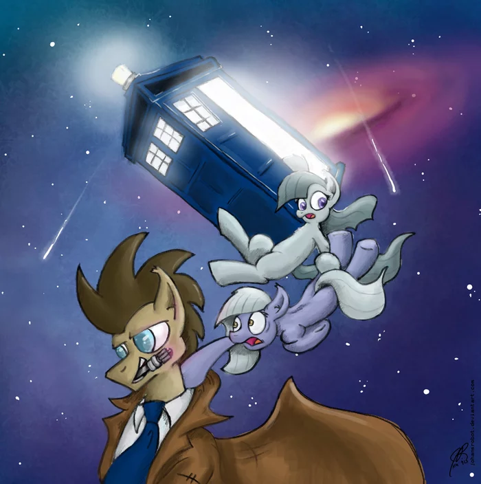 Doctor and two mares of the Pirozhkov family - My little pony, Doctor Who, Marble pie, Limestone Pie, Doctor Whooves