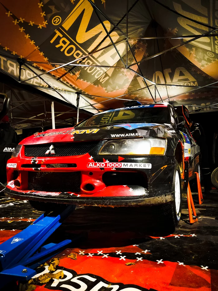 Night repairs before the day's race - My, Rally, Mitsubishi, Rallycar, Car, Auto, Automotive industry