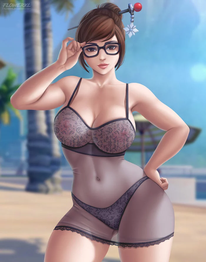 Mei - NSFW, Рисованная эротика, Эротика, Арт, Flowerxl, Нижнее белье, Overwatch, Mei