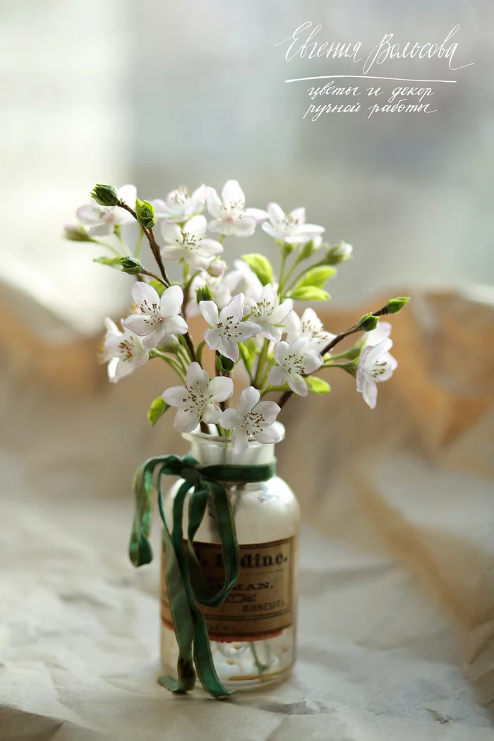 My handmade apple tree made of cold porcelain - My, Needlework without process, Cold porcelain, Polymer floristry, Polymer clay, Flowers, Longpost