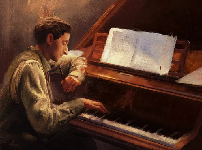 Pianist - Drawing, Movies, Adrian Brody, Pianist Film, Mandy Jurgens