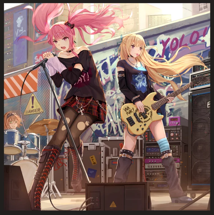 Outdoor Concert - Bang Dream! Girls Band Party!, Maruyama aya, Maya Yamato, Shirasagi Chisato, Anime Art, Аниме