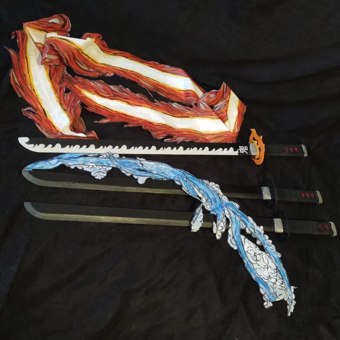 Katanas of Tanjiro Kamado (Kamado Tanjir) from the manga and anime Demon Slayer (Kimetsu no Yaiba) - My, Anime, Manga, Kimetsu no yaiba, With your own hands, Katana, Cosplay, How it was done, Longpost