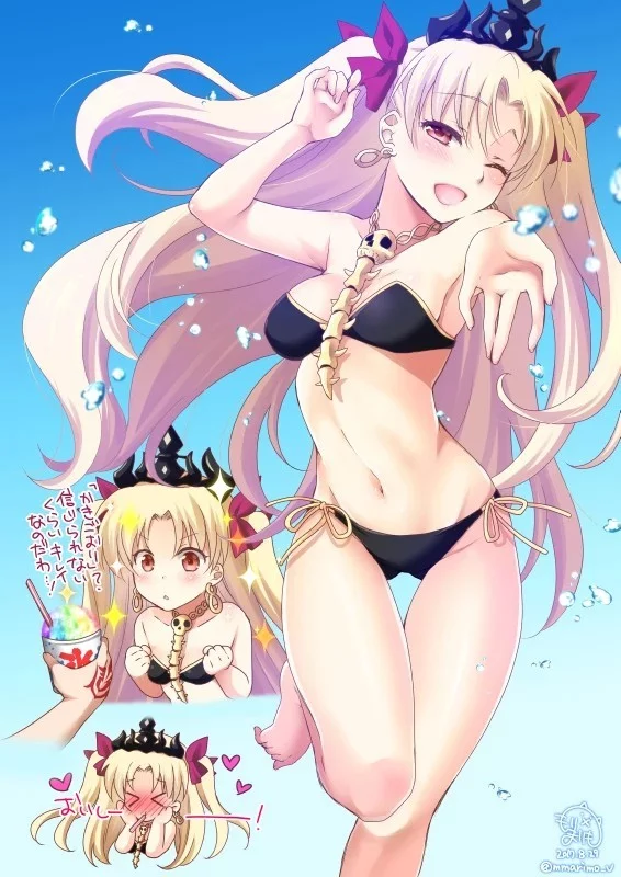 Summer Ereshkigal - NSFW, Anime, Art, Anime art, Fate, Fate grand order, Ereshkigal, Swimsuit, Ice cream