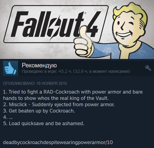 Funny reviews on Steam (part 6) - My, Games, Fallout, Fallout 2, Fallout 3, Fallout: New Vegas, Fallout 4, Humor, Screenshot, Longpost