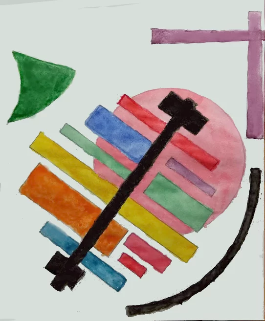 My fourth painting in the Suprematism style - My, Art, Creation, Suprematism, Abstraction, Abstractionism, Drawing