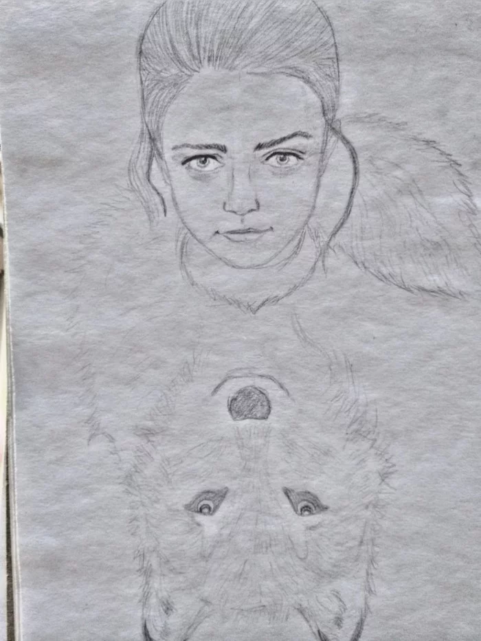 Arya - My, Game of Thrones, Arya stark, Starkey, Drawing, Pencil drawing, Portrait