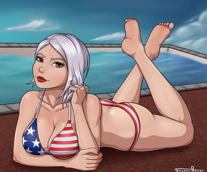 Ashe - NSFW, Рисованная эротика, Эротика, Арт, Shadowboxer-Art, Overwatch, Ashe, Купальник